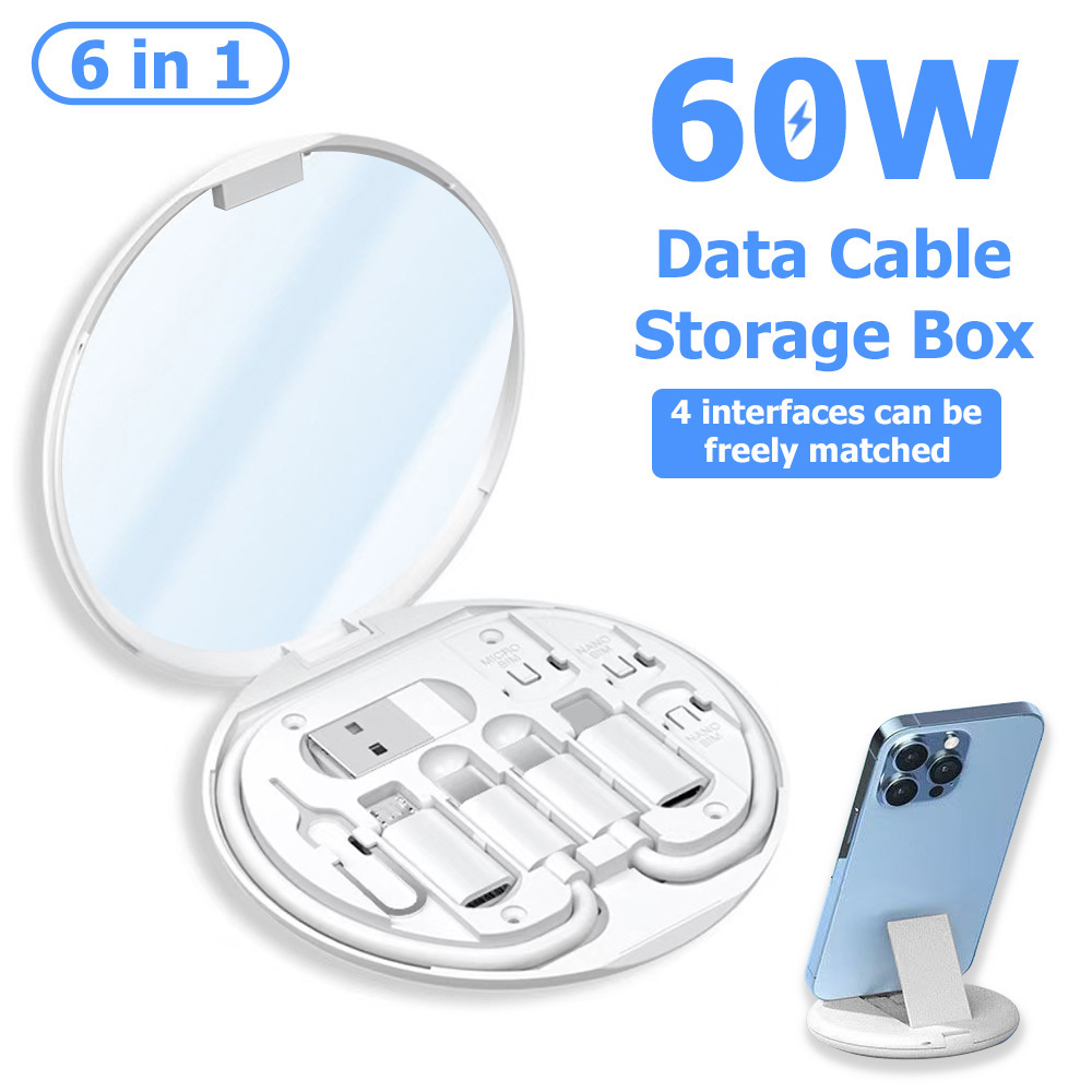 Laptop Accessories All In One - 6-in-1 60W Multifunctionele Oplaadkabelset, Datakabel Opbergdoos,
