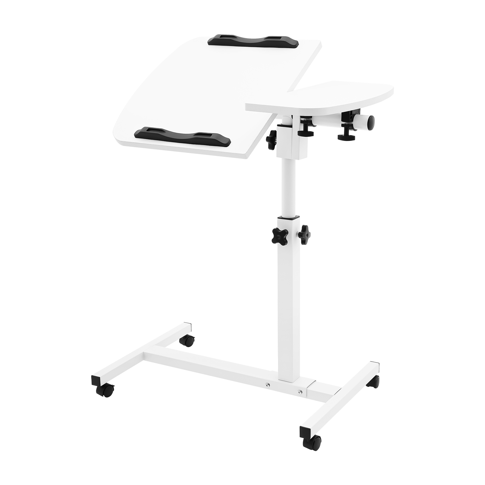 Laptop Accessories Officeworks - Verstelbare rollende laptopbureaustandaard, wit MDF koolstofstaal