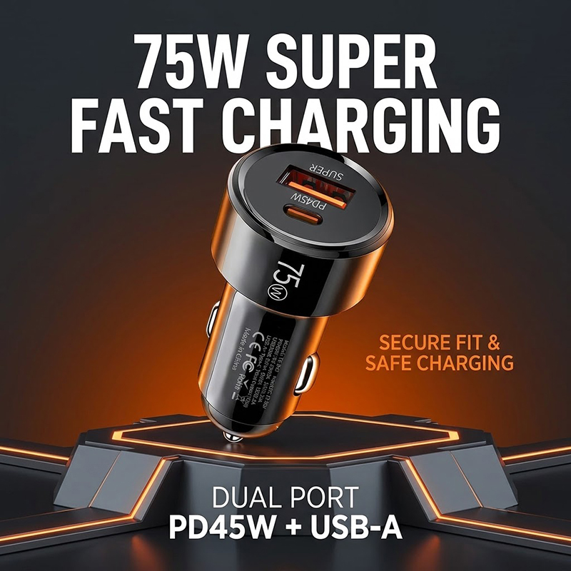 75W Dual Port Autolader PD 45W - Usb C Power Adapter recensie en prijs